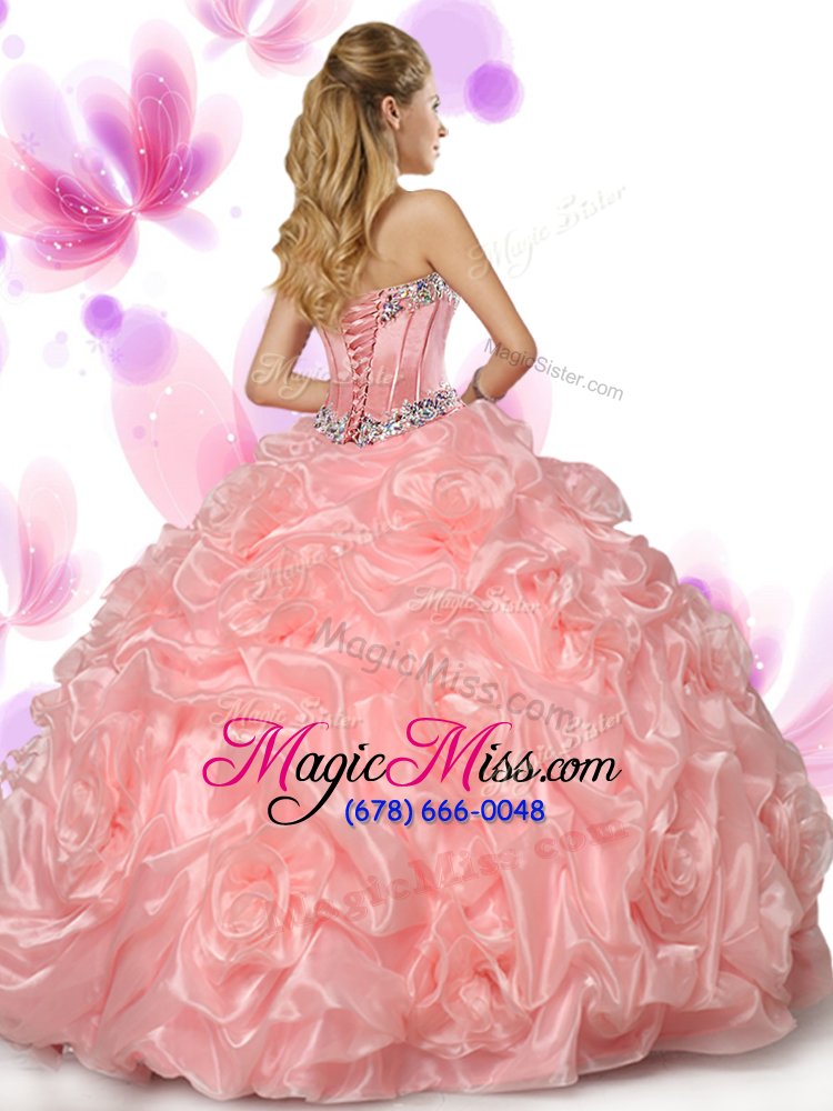 wholesale colorful floor length lace up sweet 16 quinceanera dress peach and in for military ball and sweet 16 and quinceanera with beading and pick ups