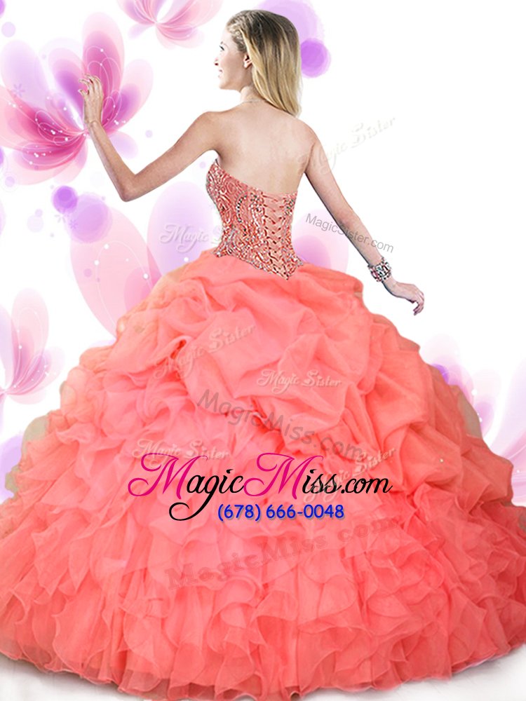 wholesale on sale ruffled ball gowns quince ball gowns gold sweetheart tulle sleeveless floor length lace up