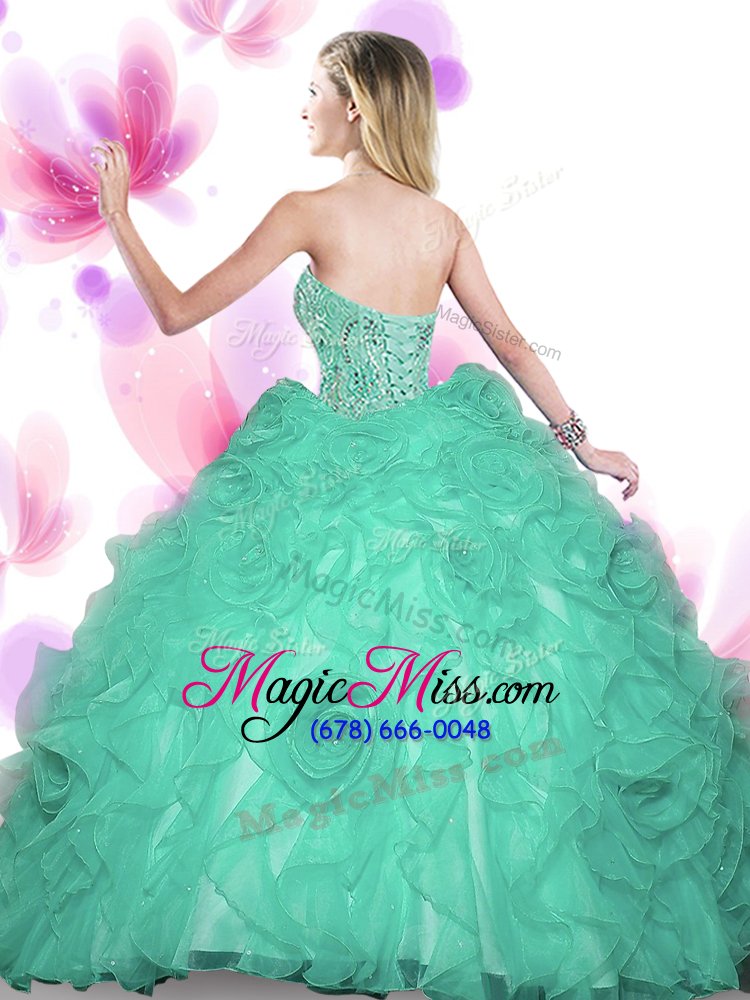 wholesale designer turquoise ball gowns sweetheart sleeveless organza floor length lace up beading sweet 16 dress
