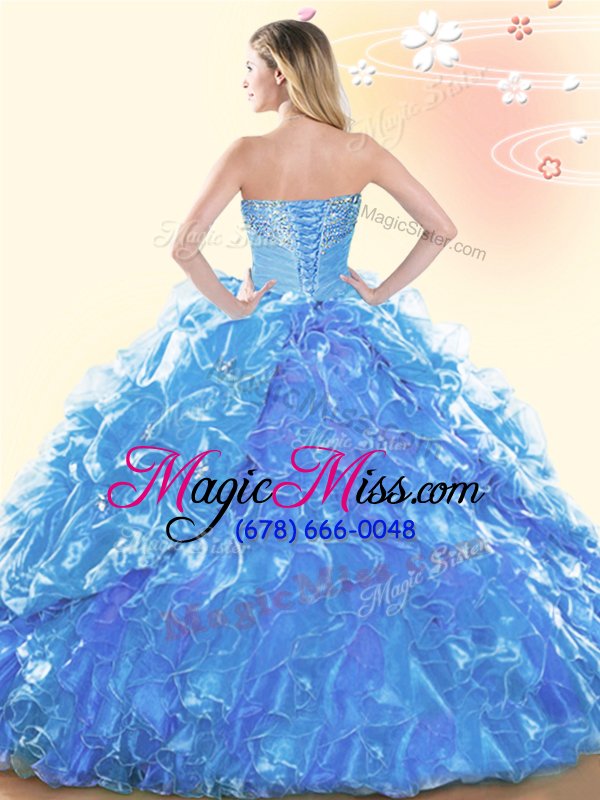 wholesale new style sweetheart sleeveless organza sweet 16 quinceanera dress beading and ruffles and pick ups lace up
