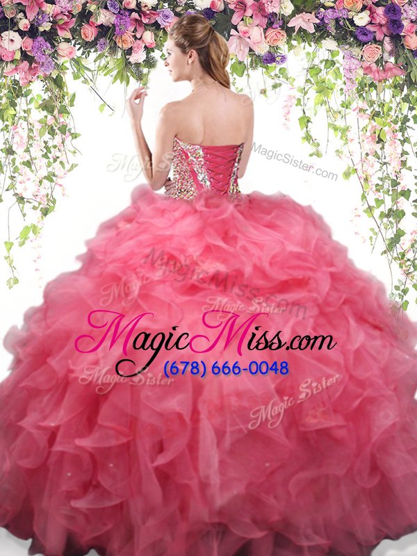 wholesale low price sleeveless floor length beading and ruffles lace up quinceanera gown with lilac
