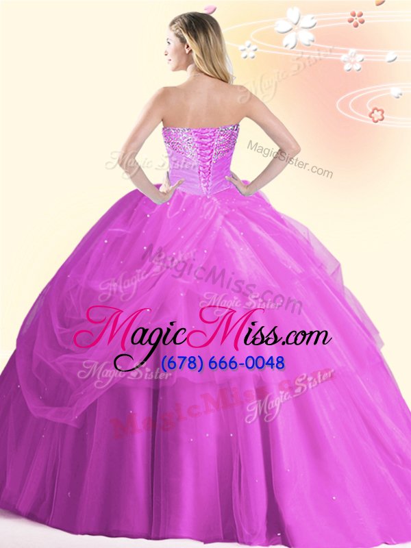 wholesale custom made lilac ball gowns beading quinceanera dress lace up tulle sleeveless floor length