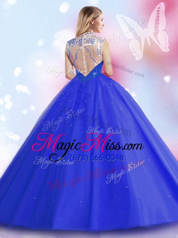 wholesale wonderful sleeveless zipper floor length beading and sequins ball gown prom dress