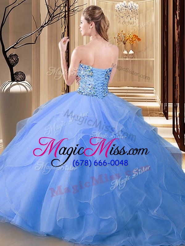 wholesale simple peach ball gowns beading quinceanera gown lace up tulle sleeveless floor length