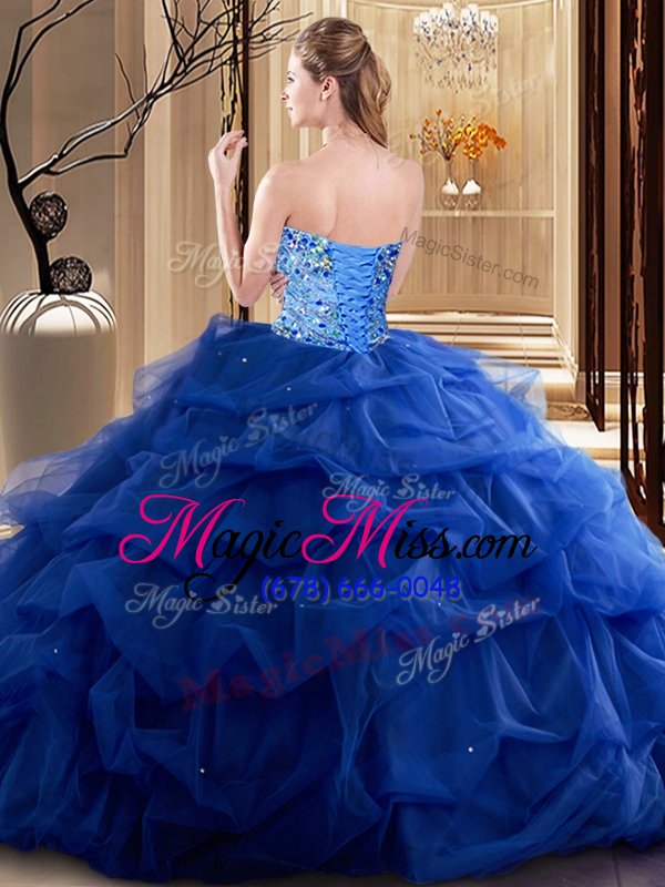 wholesale unique teal sleeveless floor length beading and ruffles zipper quinceanera dress