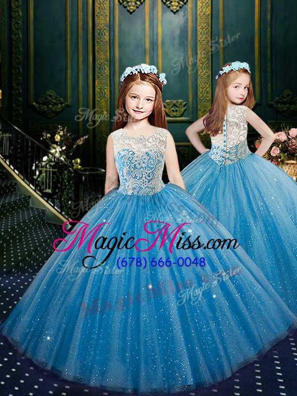 wholesale fine high-neck sleeveless lace up vestidos de quinceanera baby blue tulle