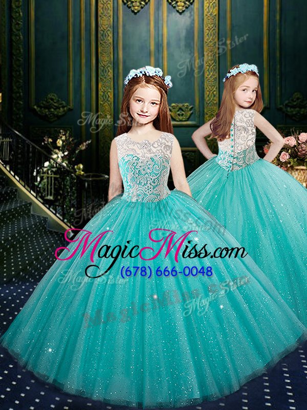 wholesale fitting floor length turquoise ball gown prom dress high-neck sleeveless zipper