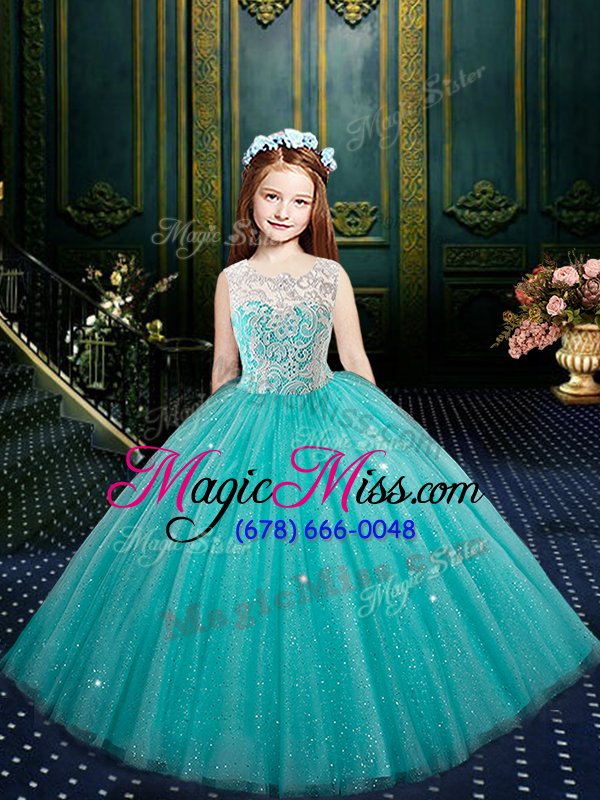 wholesale deluxe floor length ball gowns sleeveless aqua blue sweet 16 dresses lace up