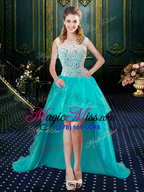 wholesale deluxe floor length ball gowns sleeveless aqua blue sweet 16 dresses lace up