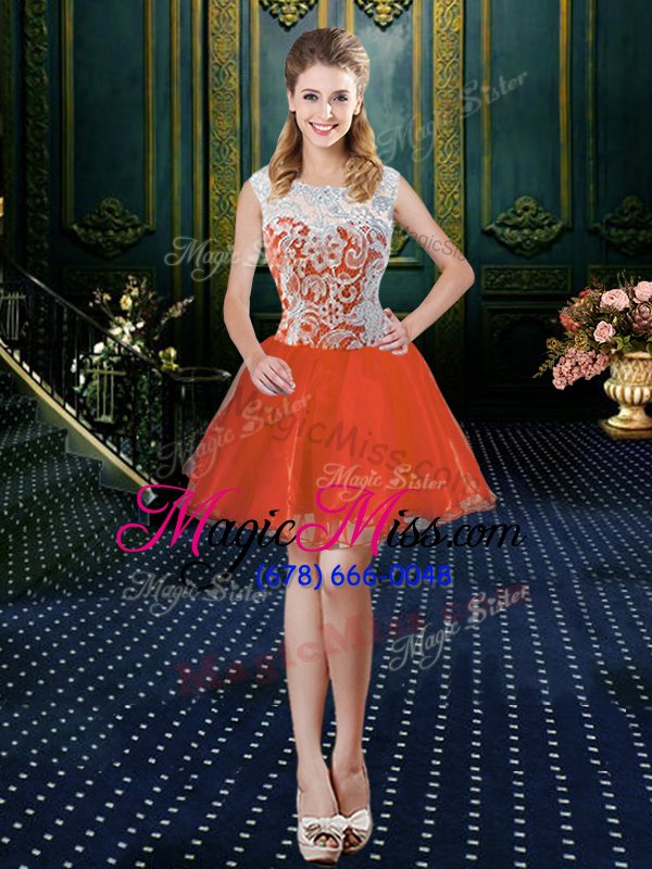 wholesale best selling four piece orange red quinceanera dress military ball and sweet 16 and quinceanera and for with beading and lace high-neck sleeveless zipper