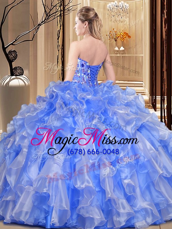 wholesale flirting organza sweetheart sleeveless lace up beading and ruffles quinceanera gowns in orange