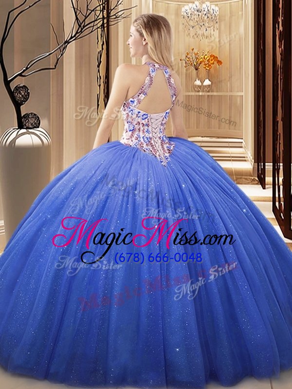 wholesale new arrival high-neck sleeveless tulle sweet 16 dresses lace and appliques lace up