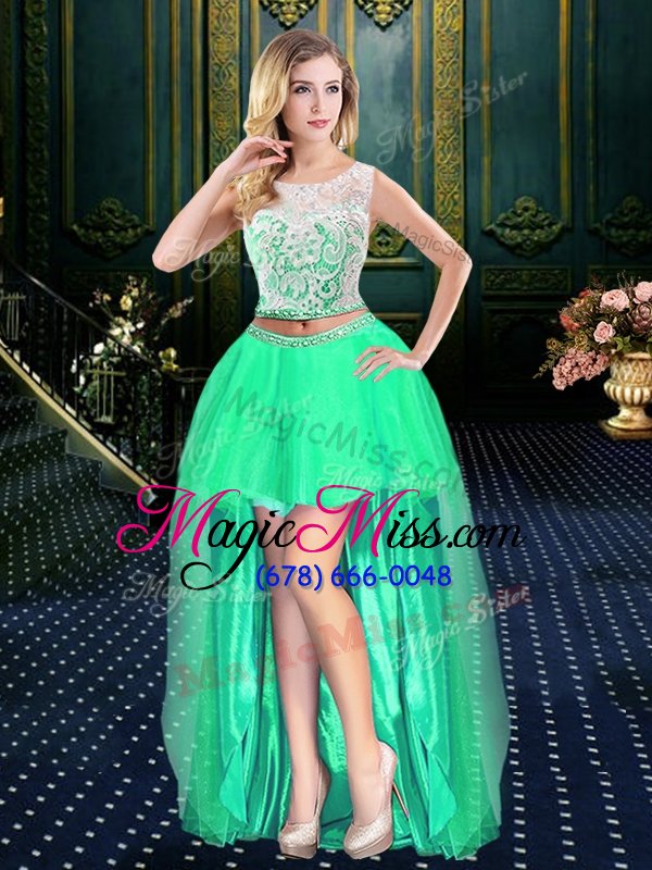 wholesale super four piece scoop lace and pick ups sweet 16 dresses apple green zipper sleeveless floor length
