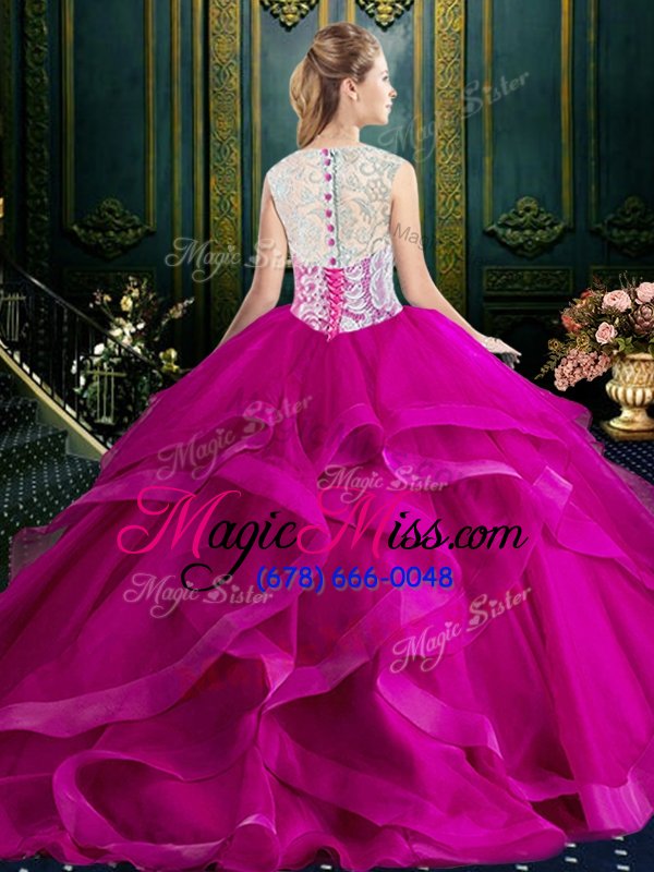wholesale most popular square with train ball gowns sleeveless red quinceanera dresses brush train zipper