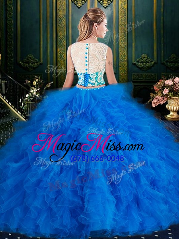 wholesale amazing tulle zipper scoop sleeveless floor length sweet 16 dress lace and ruffles