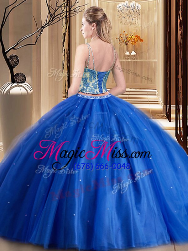 wholesale trendy spaghetti straps sleeveless sweet 16 dresses floor length beading and appliques hot pink tulle