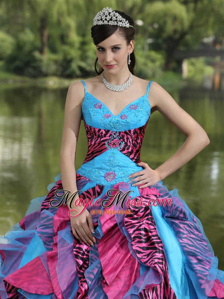 wholesale organza straps beading for 2013 colorful quinceanera dress in north carolina