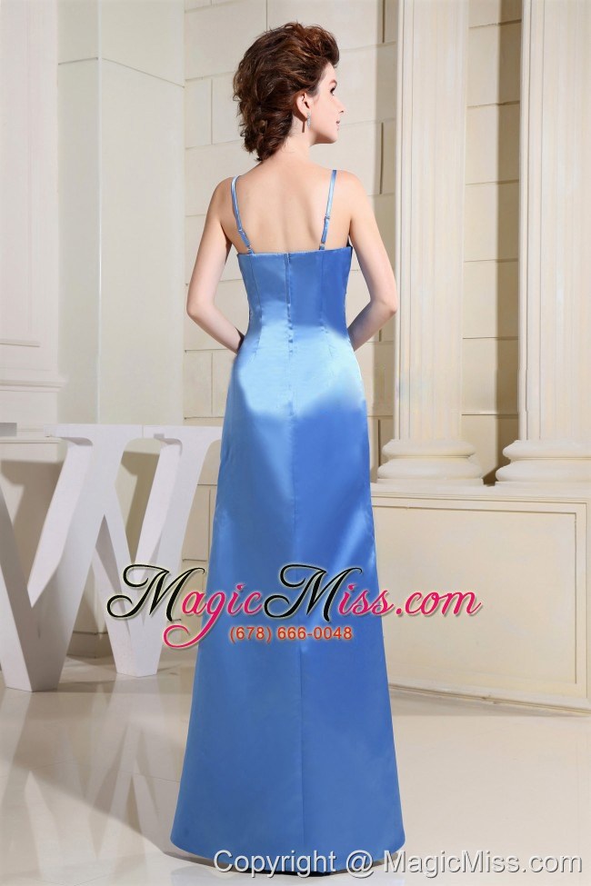 wholesale sky blue bridemaid dress with strapless floor-length satin