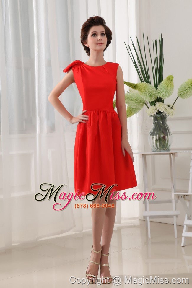 wholesale a-line bridesmaid dress red knee-length taffeta scoop knee-length