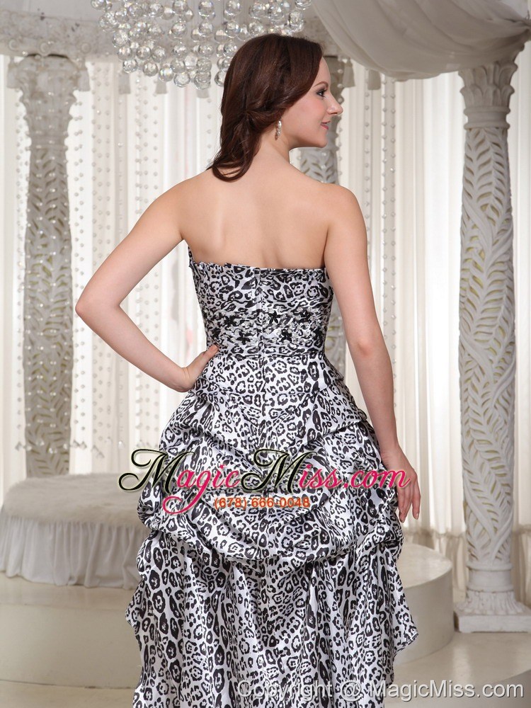 wholesale zipper-up back leopard strapless cocktail high-low prom dress with