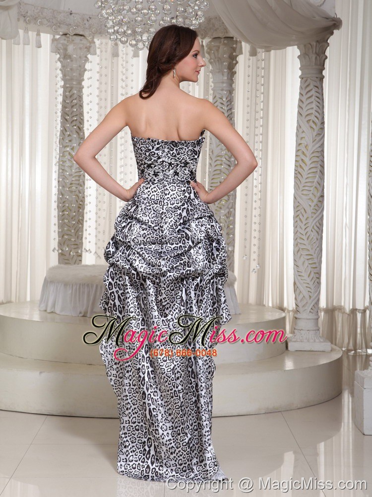 wholesale zipper-up back leopard strapless cocktail high-low prom dress with