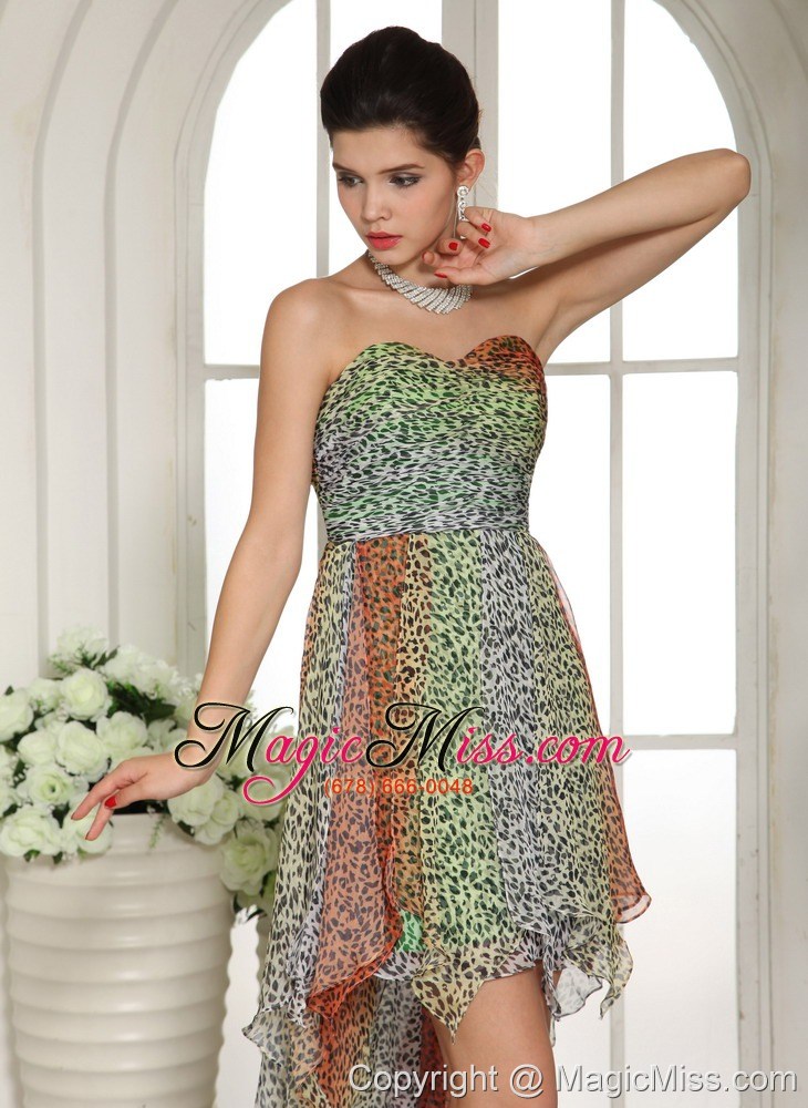 wholesale leopard chiffon empire sweetheart high-low homecoming dress for custom made