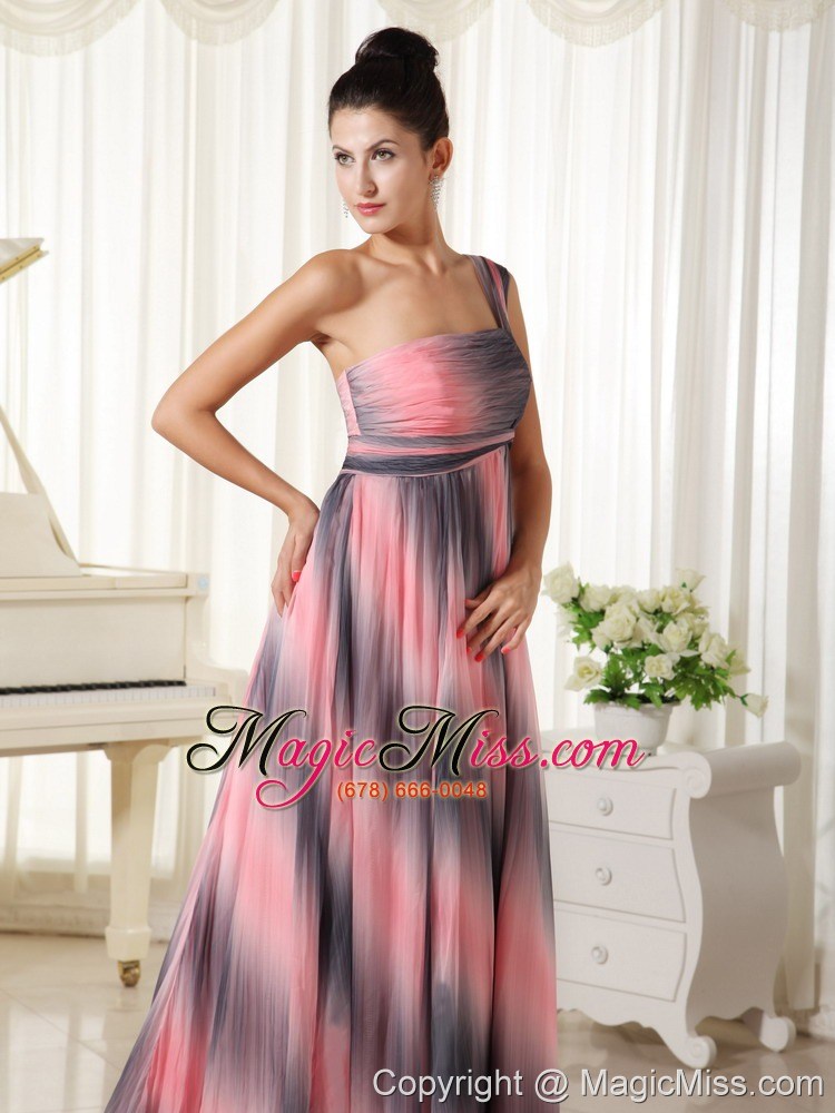 wholesale ombre color chiffon one shoulder prom dress with court train in new york