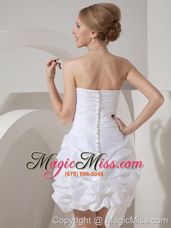 wholesale white column sweetheart mini-length taffeta ruch prom dress