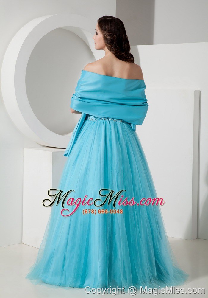 wholesale simple light blue a-line / princess sweetheart quinceanera dress tulle beading floor-length