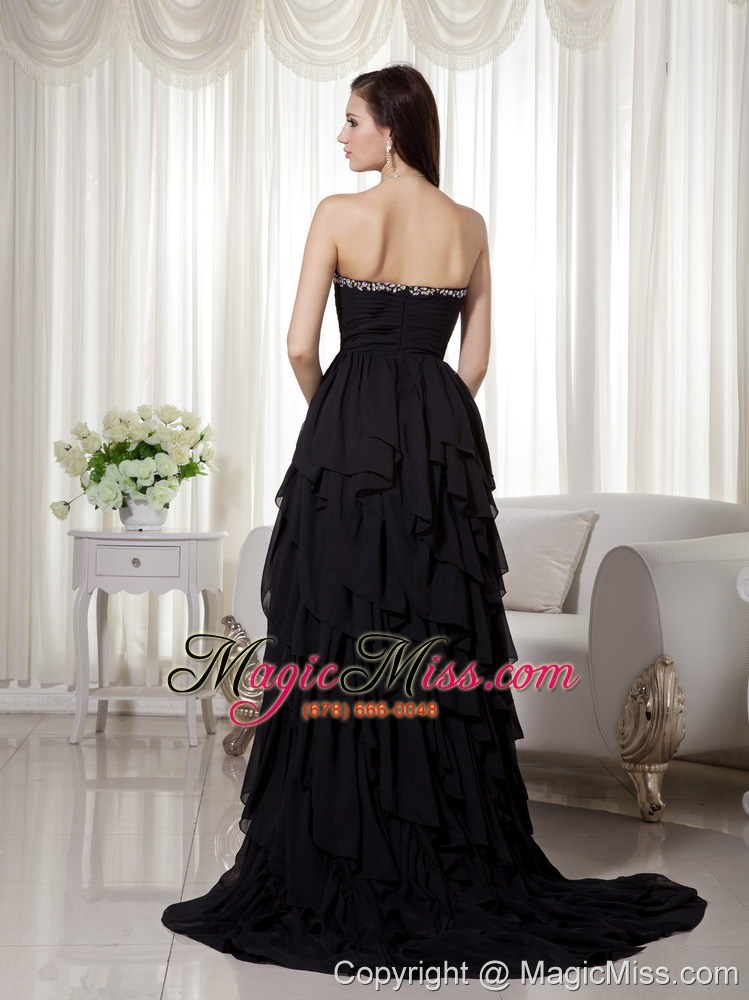 wholesale black a-line sweetheart high-low chiffon beading prom dress