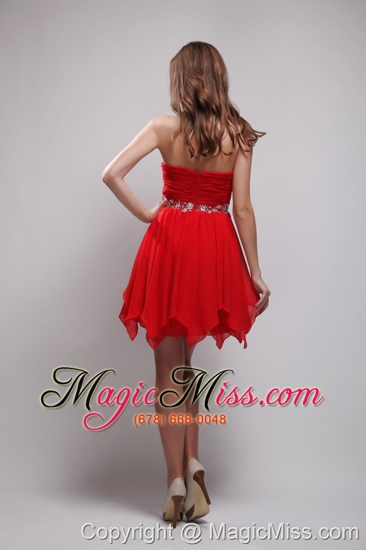 wholesale red empire sweetheart neck mini-length chiffon beading prom / homecoming dress