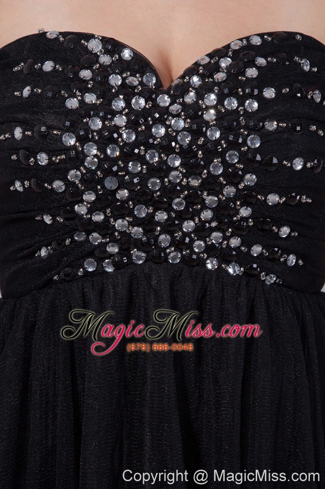 wholesale black empire sweetheart prom / homecoming dress organza beading mini-length