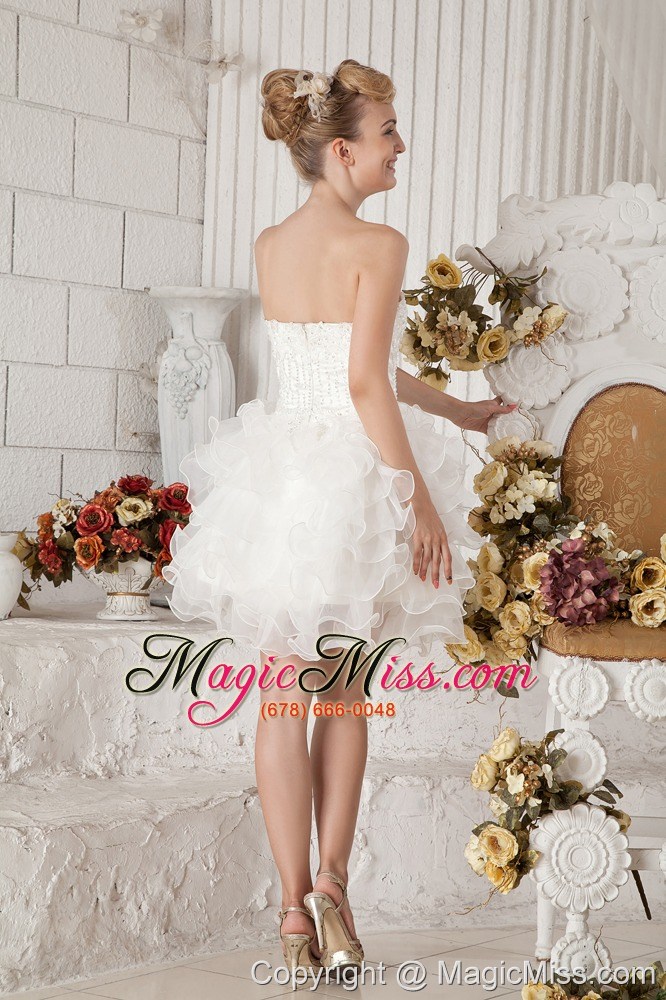 wholesale white a-line sweetheart short prom dress organza beading mini-length