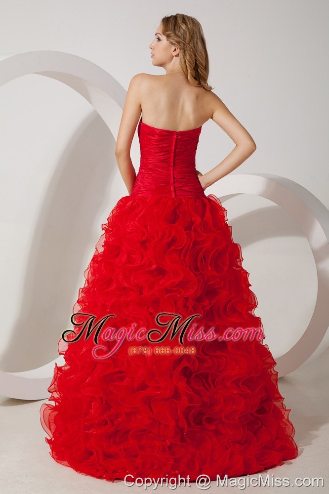 wholesale red column sweetheart high-low organza beading prom / evening dress