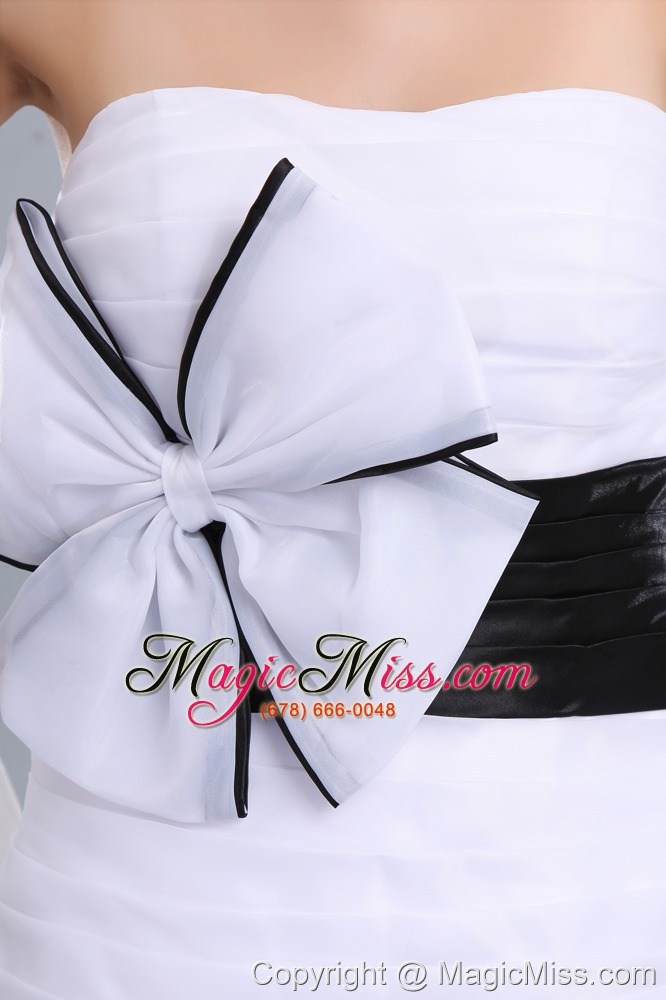 wholesale beautiful white column strapless prom / homecoming dress taffeta bowknot mini-length