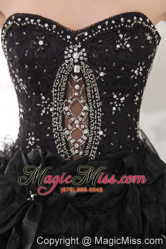 wholesale black a-line / princess sweetheart short organza beading and lace prom / homecoming dress
