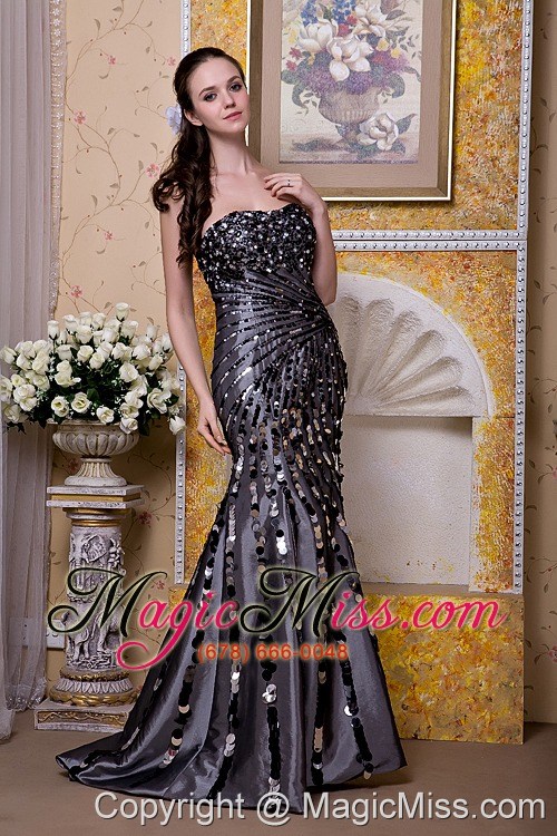 wholesale exquisite black column strapless evening dress taffeta sequins floor-length