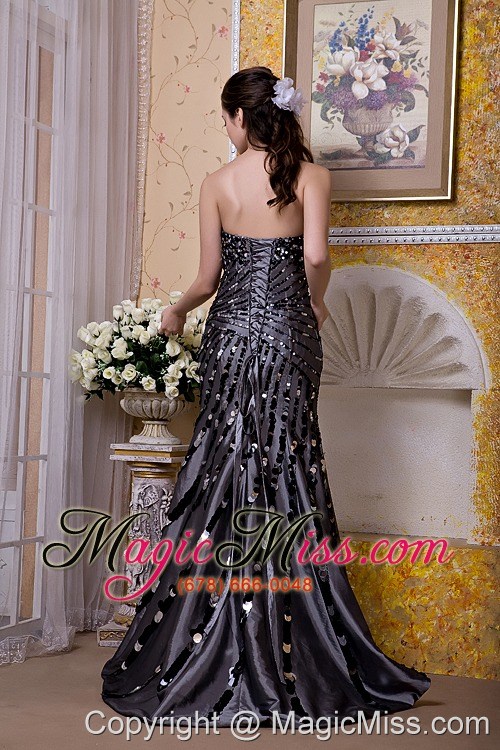 wholesale exquisite black column strapless evening dress taffeta sequins floor-length