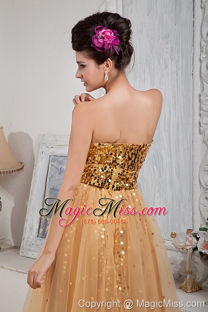 wholesale 2013 gold custom made prom / celebrity dress column sweetheart floor-length tulle sequins