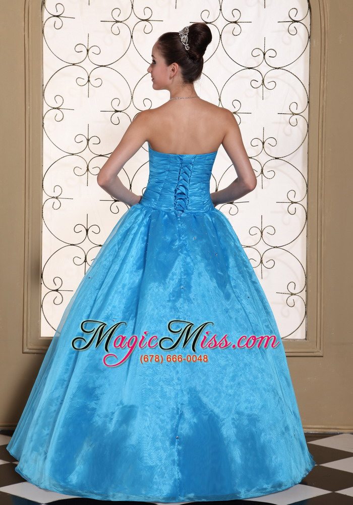 wholesale lovely strapless quinceanera dress with beaded decorate bust taffeta and organza floor-length gown