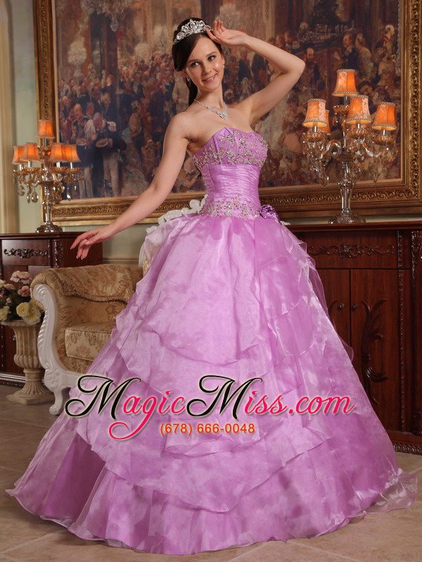 wholesale lavender ball gown strapless floor-length organza beading quinceanera dress