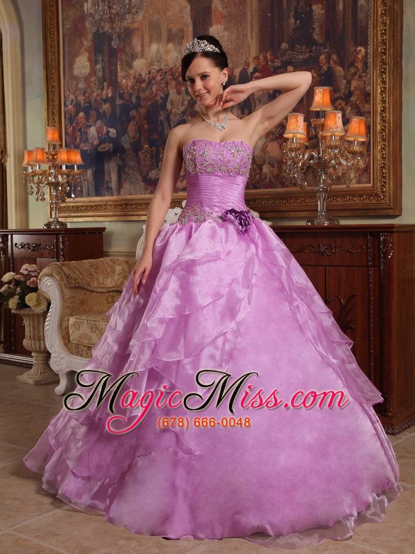 wholesale lavender ball gown strapless floor-length organza beading quinceanera dress