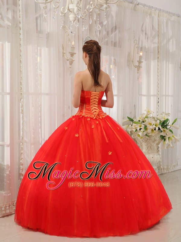 wholesale red ball gown sweetheart floor-length taffeta and tulle appliques quinceanera dress