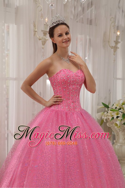wholesale pink ball gown sweetheart floor-length beading quinceanera dress
