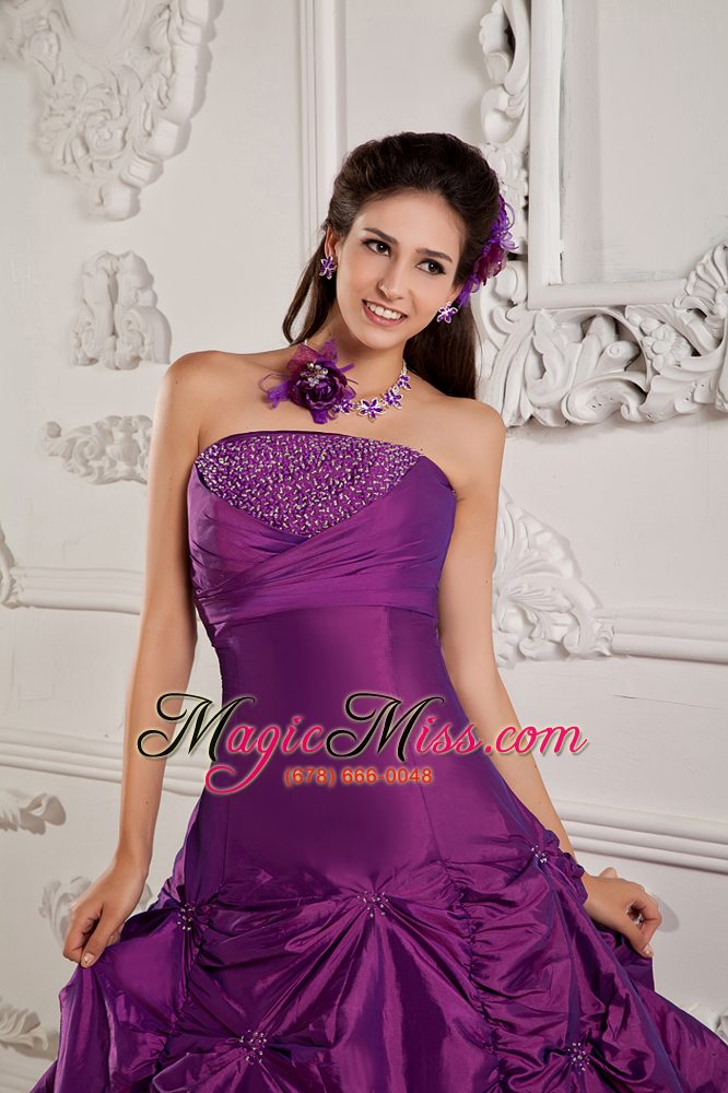 wholesale purple ball gown strapless floor-length taffeta beading and embroidery quinceanera dress