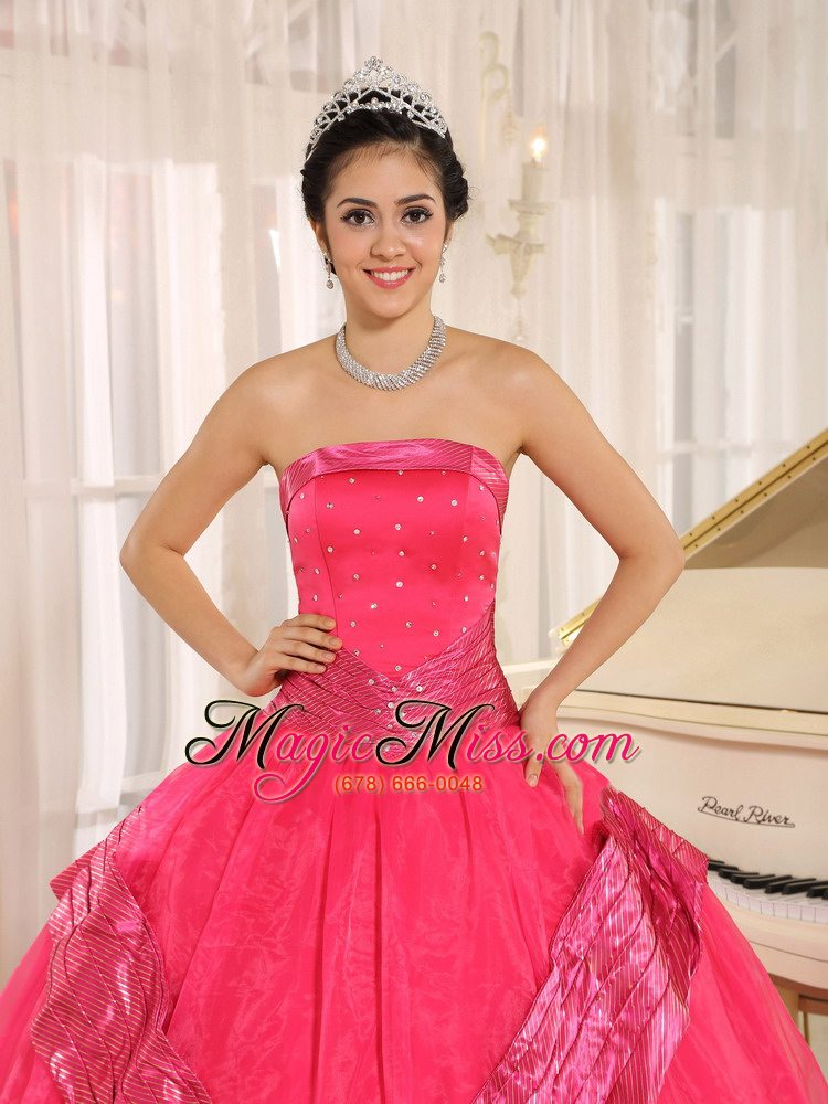 wholesale coral red beaded decorate 2013 quinceanera gowns with strapless in buenos aires