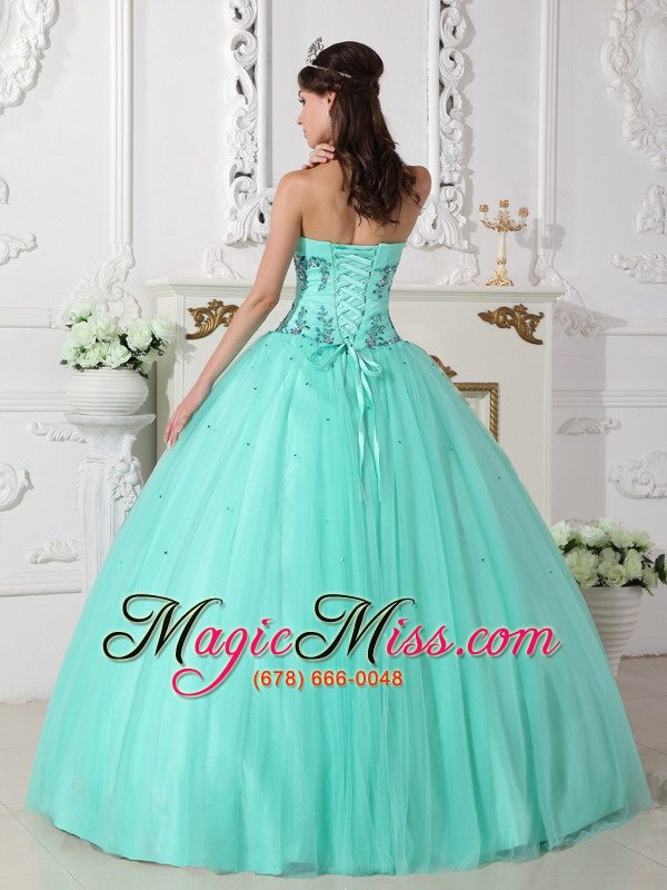 wholesale green ball gown sweetheart floor-length tulle and taffeta beading quinceanera dress