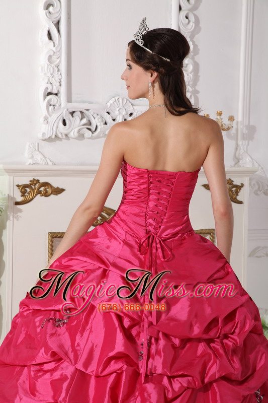 wholesale coral red ball gown sweetheart floor-length taffeta beading quinceanera dress