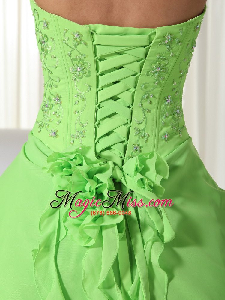 wholesale spring green ball gown sweetheart floor-length chiffon beading quinceanera dress