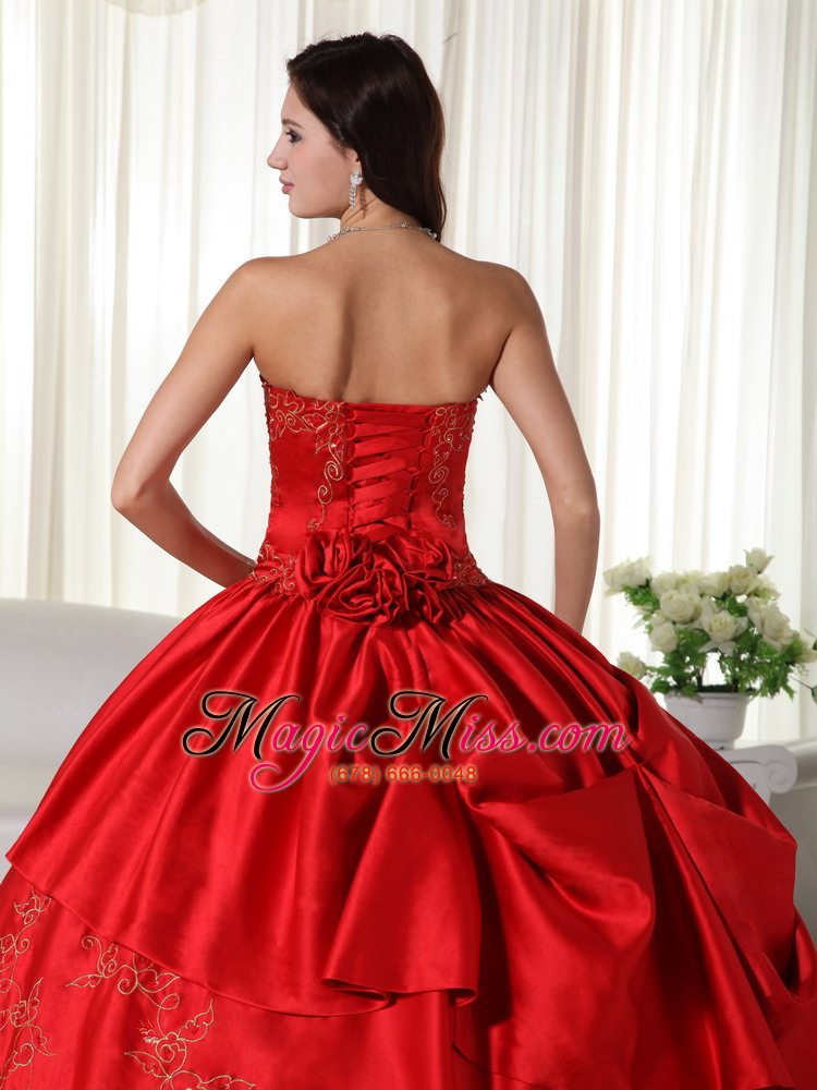wholesale red ball gown sweetheart floor-length floor-length embroidery quinceanera dress